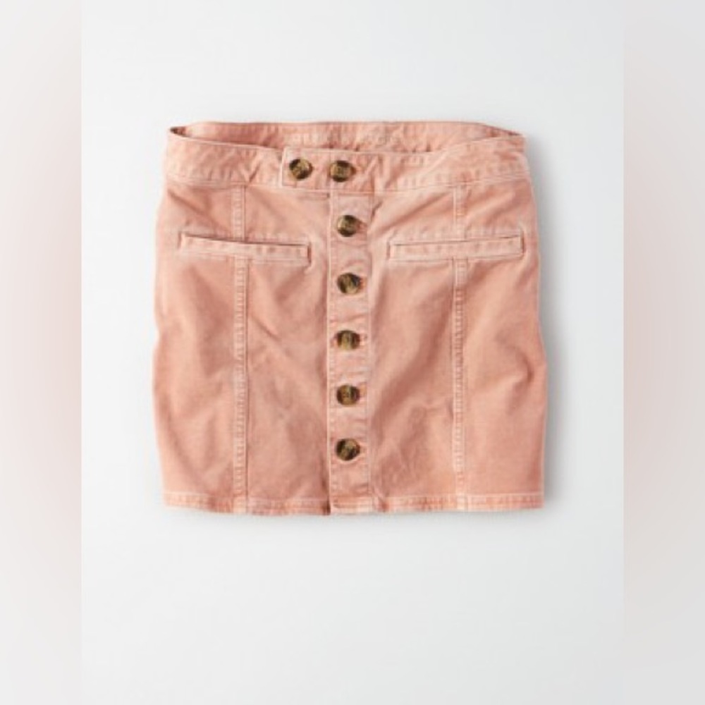 American Eagle High-Waisted A-Line Corduroy Skirt Blush